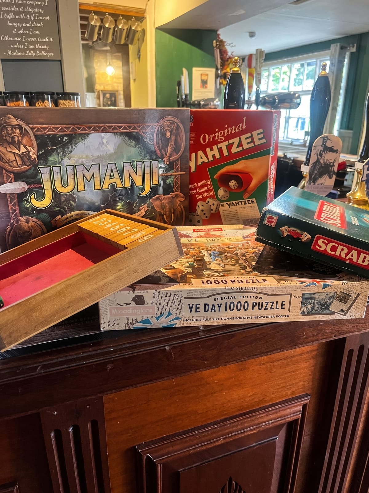 Board games on the bar