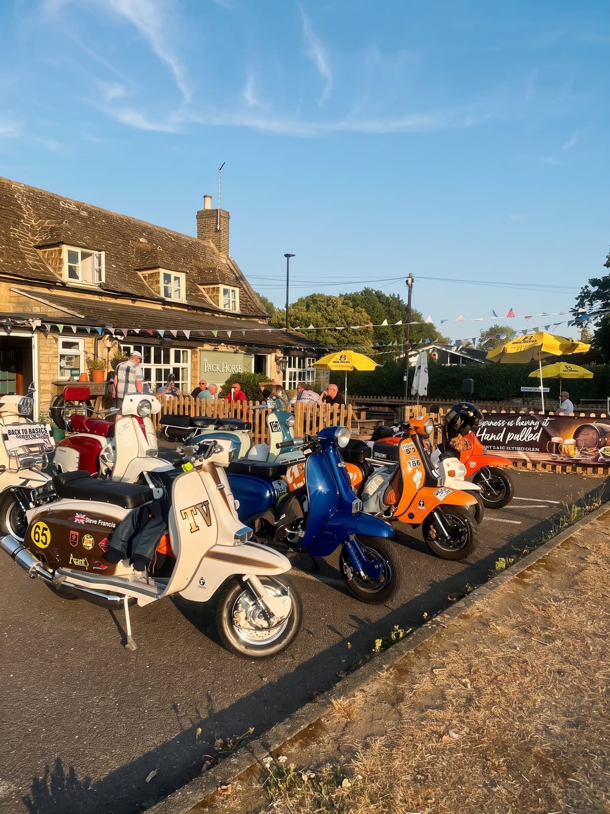Scooters outside the pub